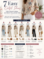Women's floral 3D print pullover top by Plush Fashion Hub, loose fit casualwear with floral design in size S to 3XL.
