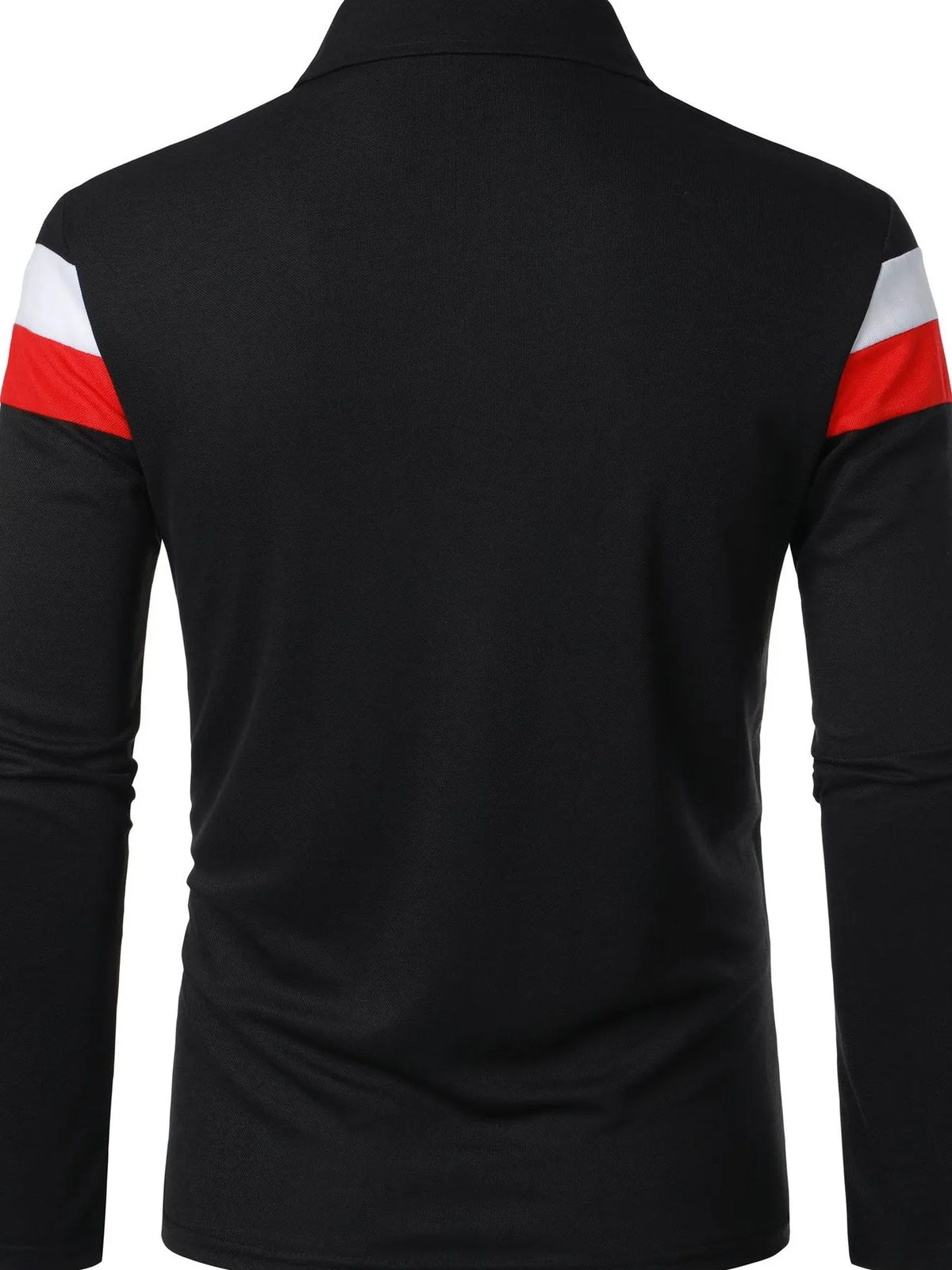 Men's plus size color block long sleeve polo shirt by Trendsi, featuring a stylish design and comfortable fit.