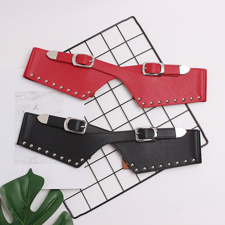 Women's Decorative Elastic Rivets, Wide BeltsTransform any outfit with our Women's Belts. Made with durable PU material, these simple yet stylish belts feature elastic waist closure and decorative rivets for a BeltsPlush Fashions ShopPlush Fashion Shop