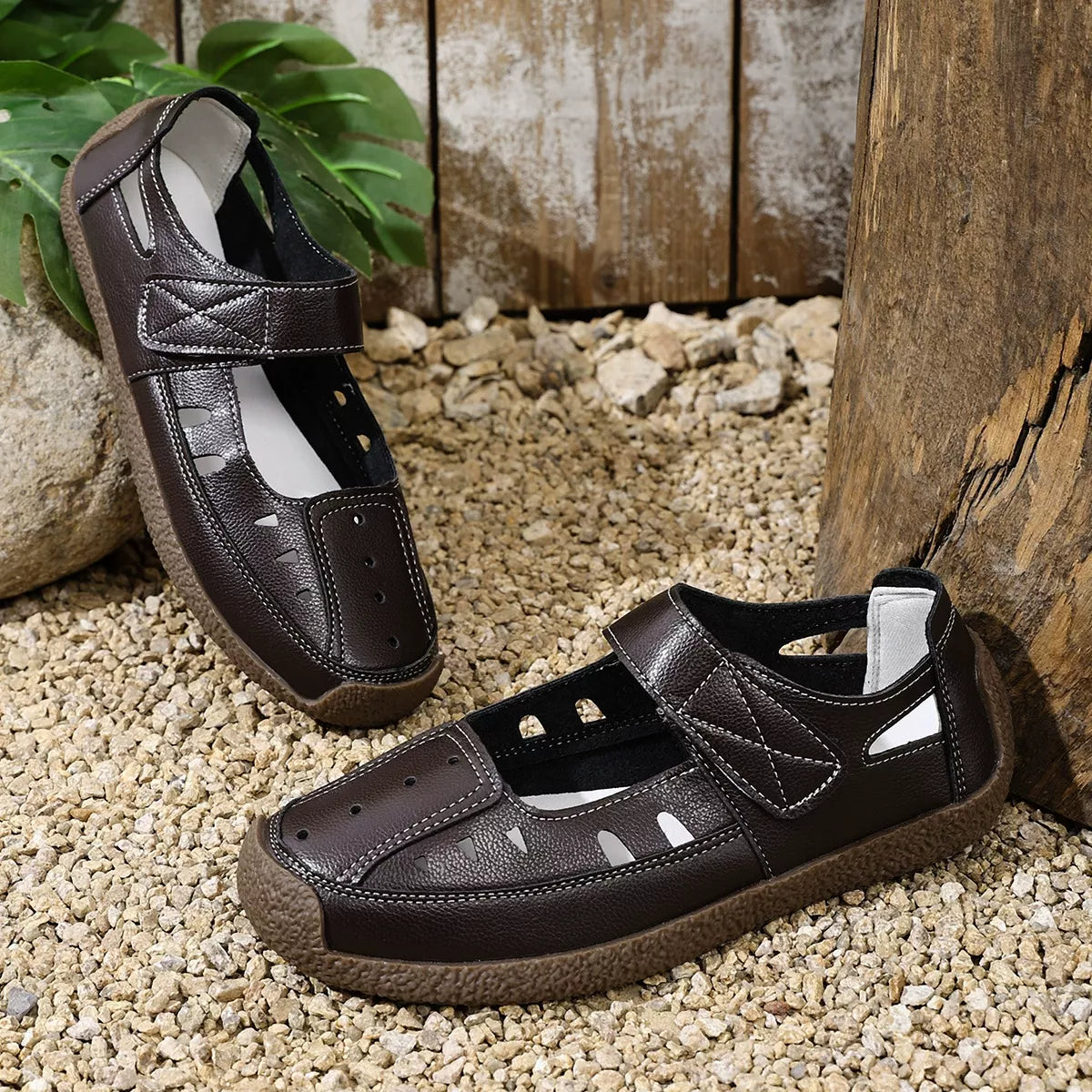 Trendsi round toe platform slip-on footwear with a sleek design and comfortable fit, shown in a side view.