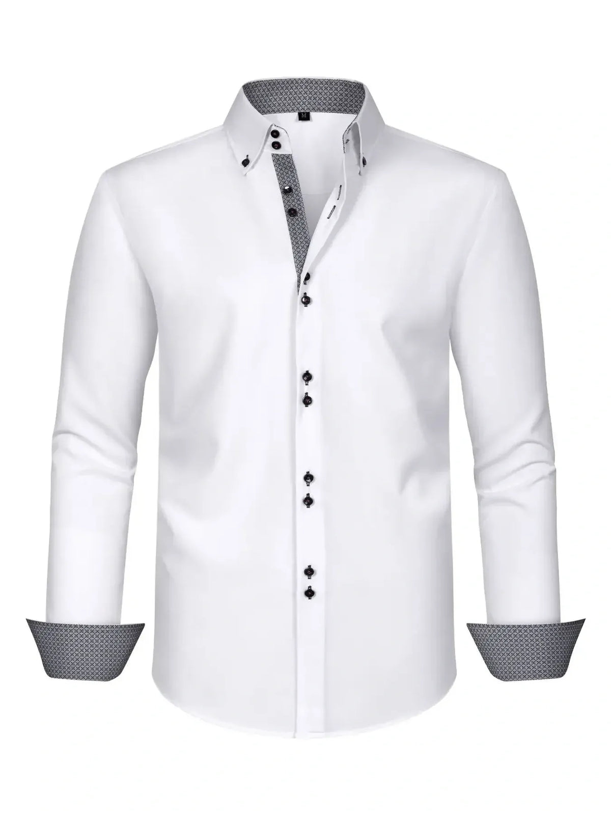 Men's full size casual button-down shirt with contrast cuffs, plus size, by Trendsi, shown with a relaxed fit and stylish design.