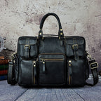 Pi-Mart men's first layer cowhide briefcase with 16-inch large capacity, stylish and durable for professional use