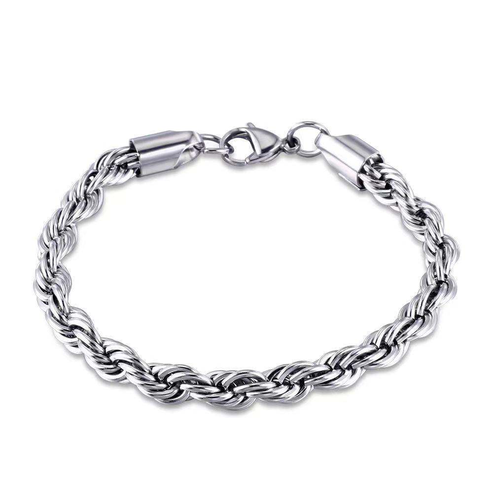 Men's Retro Titanium Steel Twist Bracelet - Plush Fashions Shop 