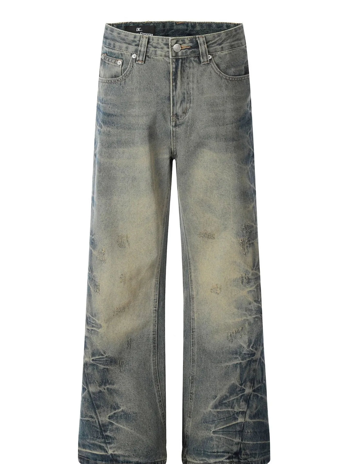 Men's washed wide-leg jeans by Plush Fashion Hub, showcasing a relaxed fit with faded denim and classic five-pocket design.