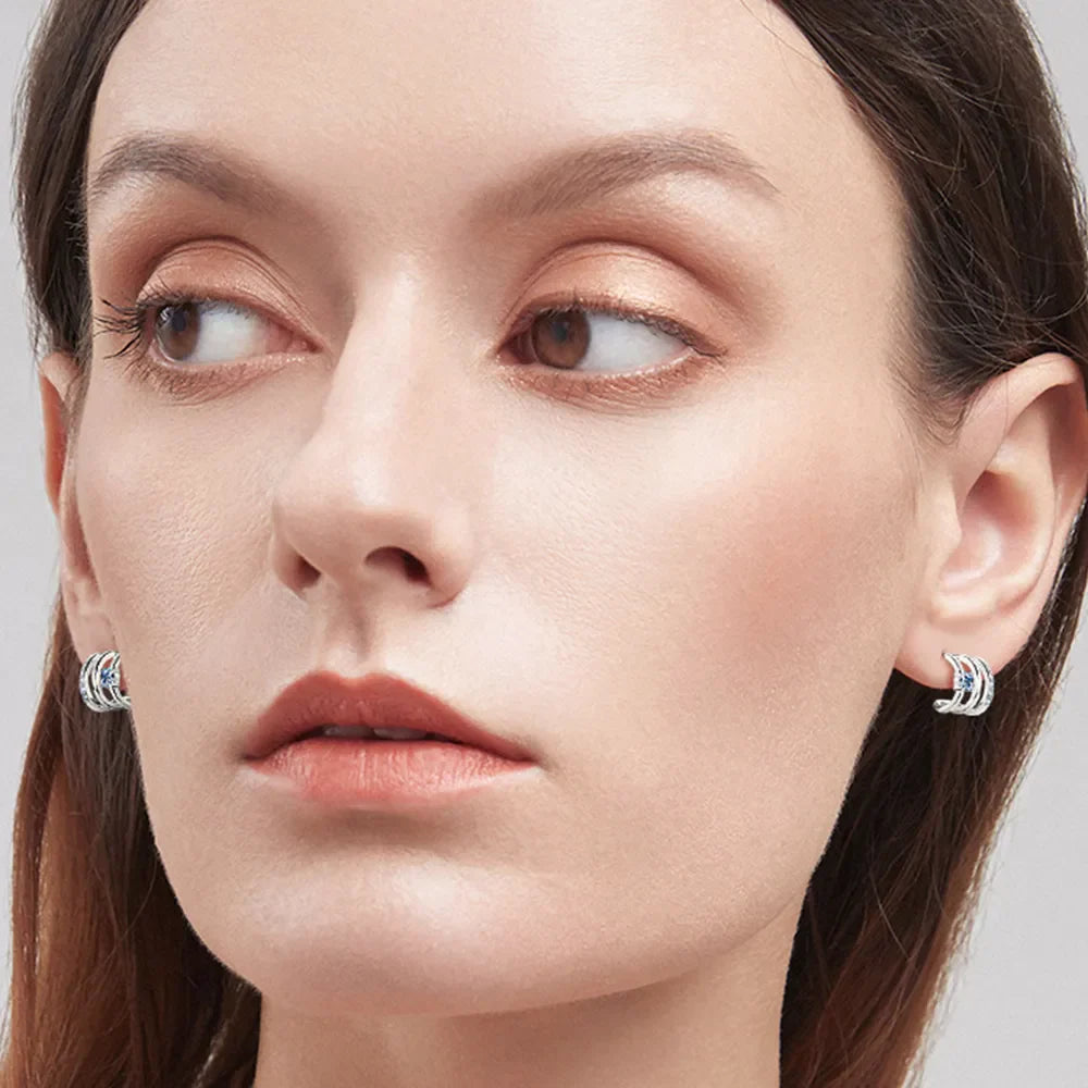 Sterling silver moissanite earrings with sparkling gemstones, stylish jewelry for women from Plush Fashion Hub.