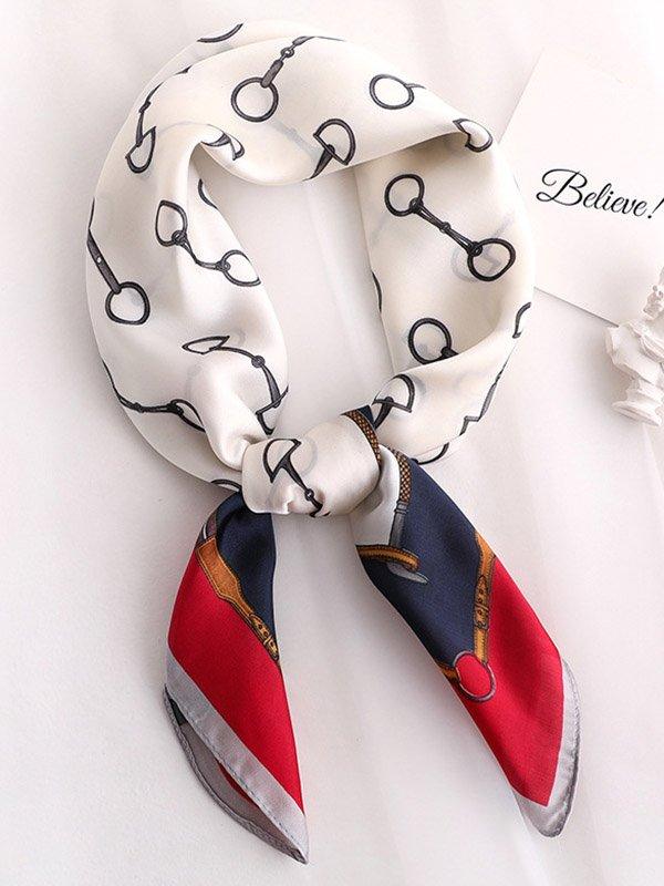 Vintage Geometry Printed Sun-Protection Silk Scarf PAINEVIDA