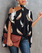 Women's V-neck printed off-shoulder vest top by FitiqueFit with six floral and abstract print designs, available in S–XXL.