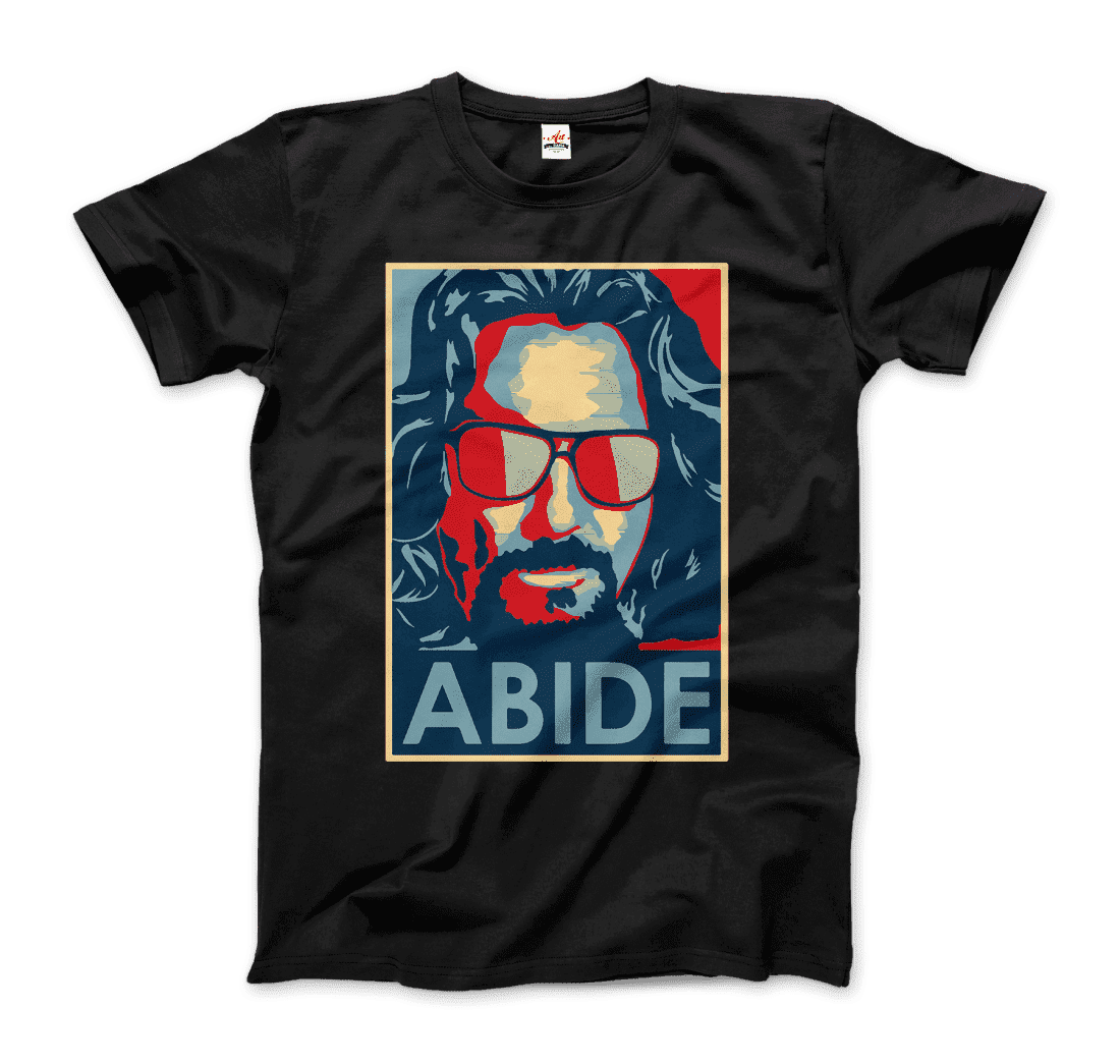 Big Lebowski Abide Hope Style T-shirt featuring artwork from Art-O-Rama Shop, depicting the Dude's iconic imagery on a casual tee.