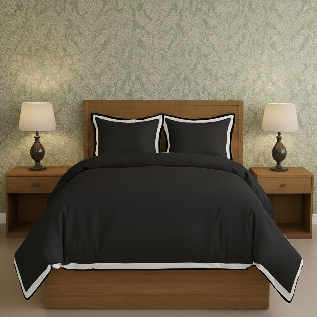 Black & White Border Frame Duvet Cover Set PushpLinen