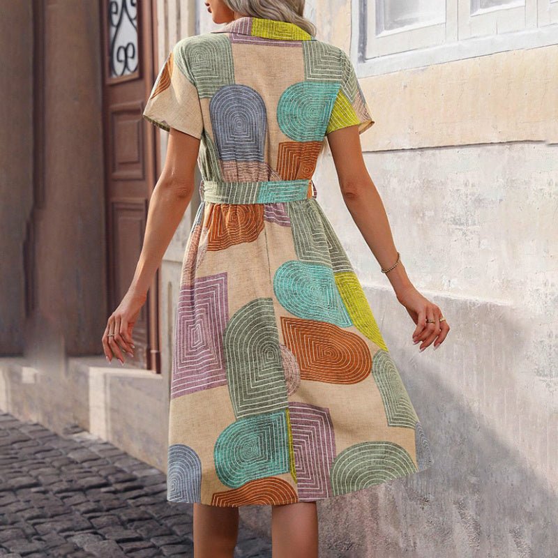 FitiqueFit boho floral midi dress for women with V-neck and short sleeves, perfect for summer casual wear.