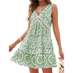 FitiqueFit boho V-neck sleeveless summer beach dress, casualwear with a relaxed fit and flowing fabric for warm weather.