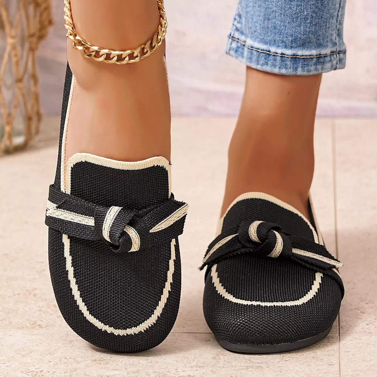 Women’s breathable mesh slip-on flats by Plush Fashion Hub, lightweight casual walking shoes with comfortable mesh upper.