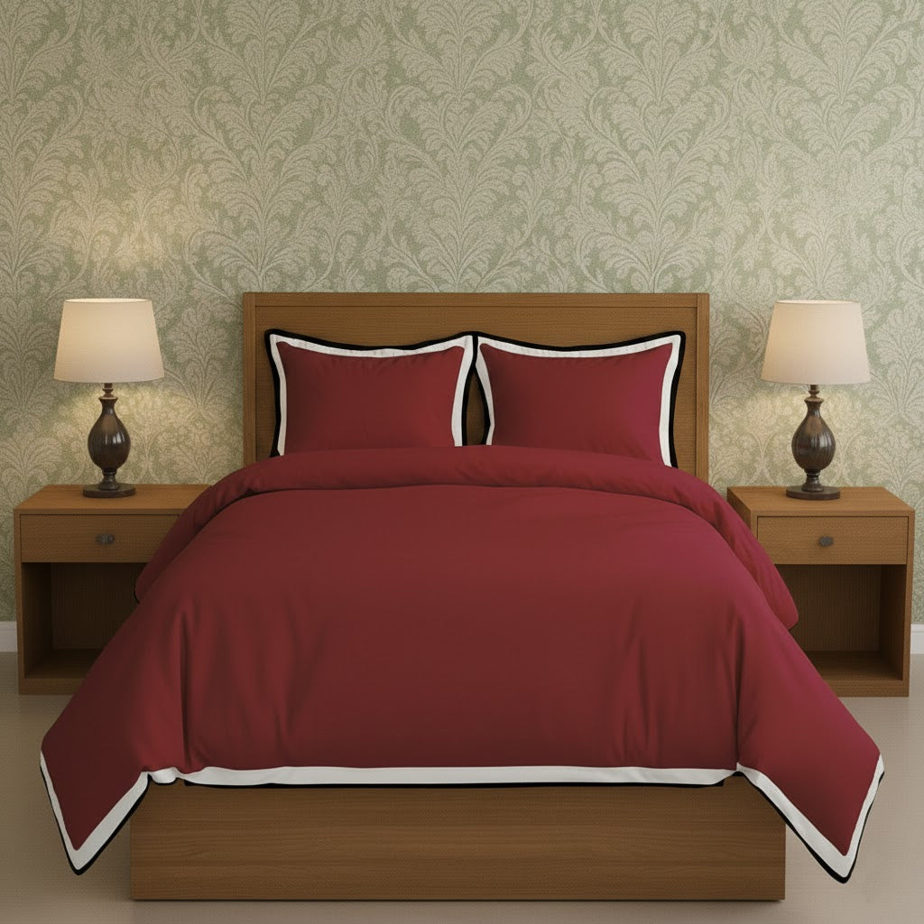 Black & White Border Frame Duvet Cover Set PushpLinen