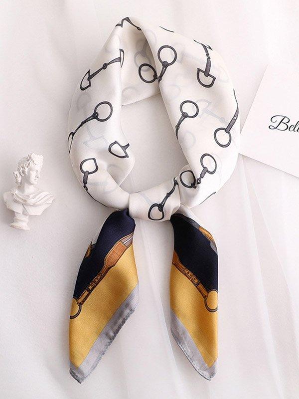 Vintage Geometry Printed Sun-Protection Silk Scarf PAINEVIDA