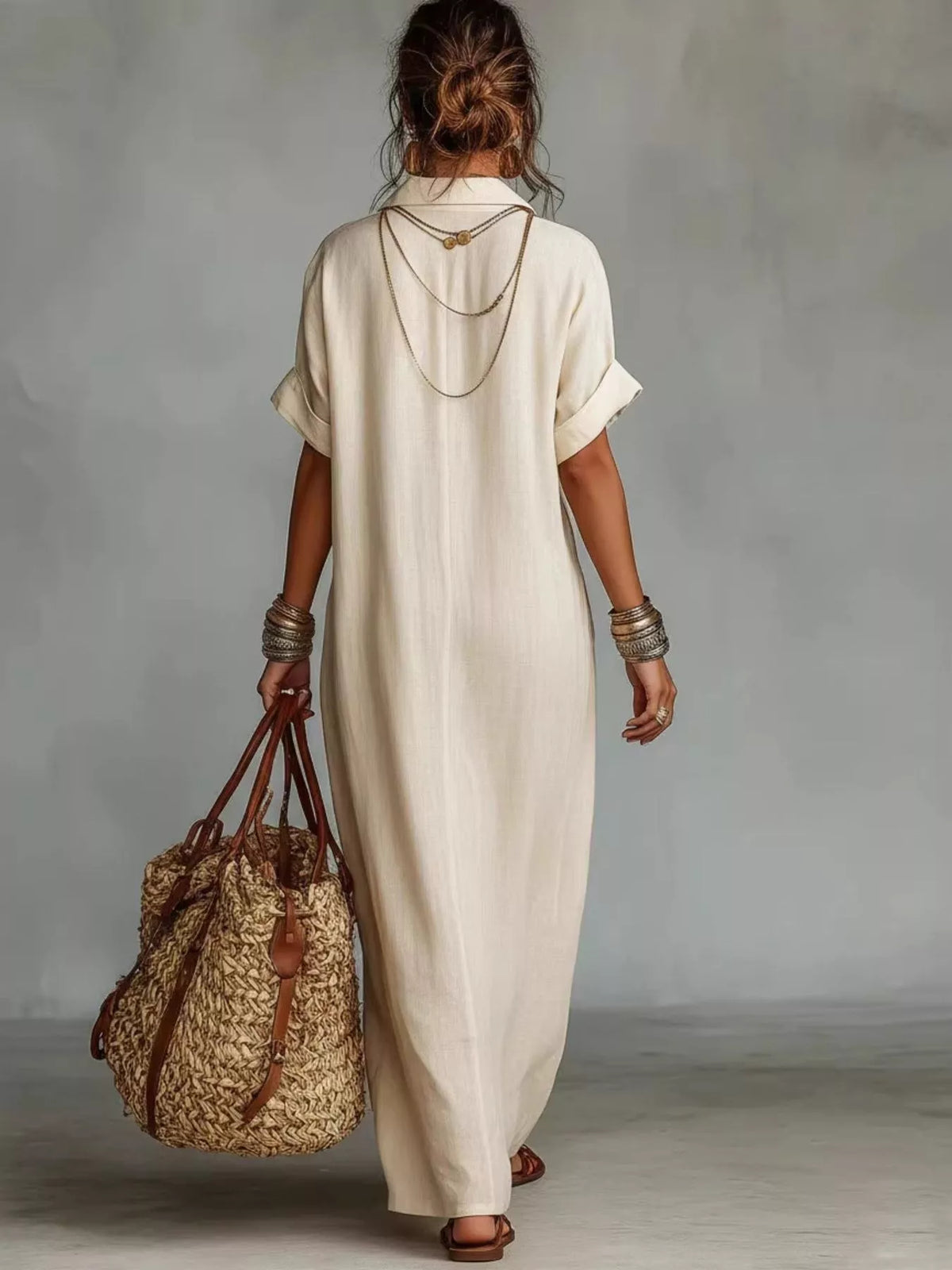 Plus size bohemian embroidered maxi dress with flowing fabric and intricate embroidery, perfect for stylish summer wear.