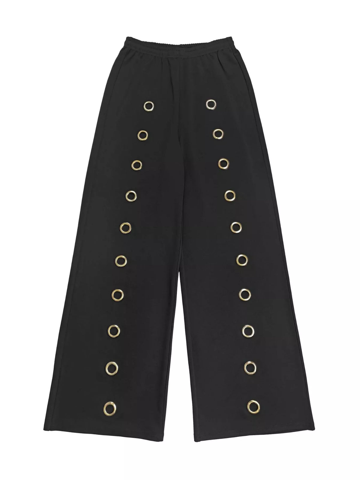 Trendsi eyelet crop top and wide-leg pants set, stylish matching clothing ensemble with eyelet details and comfortable fit.