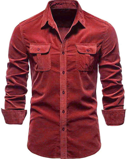 Men's Full Size Collared Neck Button Down Shirt with Chest Pockets Plus Size - Plush Fashion Shop #