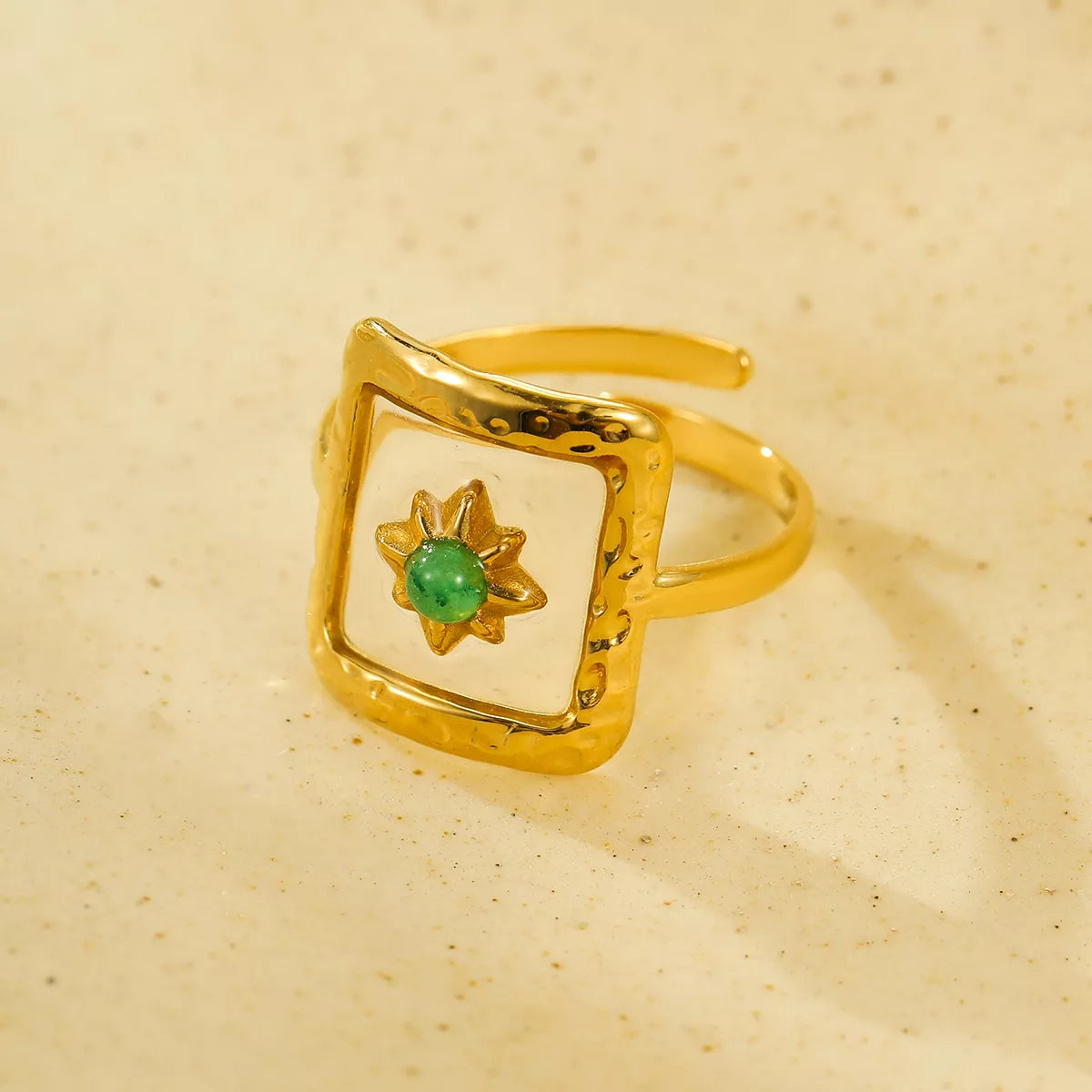 Gold-plated adjustable open ring from Plush Fashion Hub, showcasing a sleek, minimalist design in 18K gold plating.