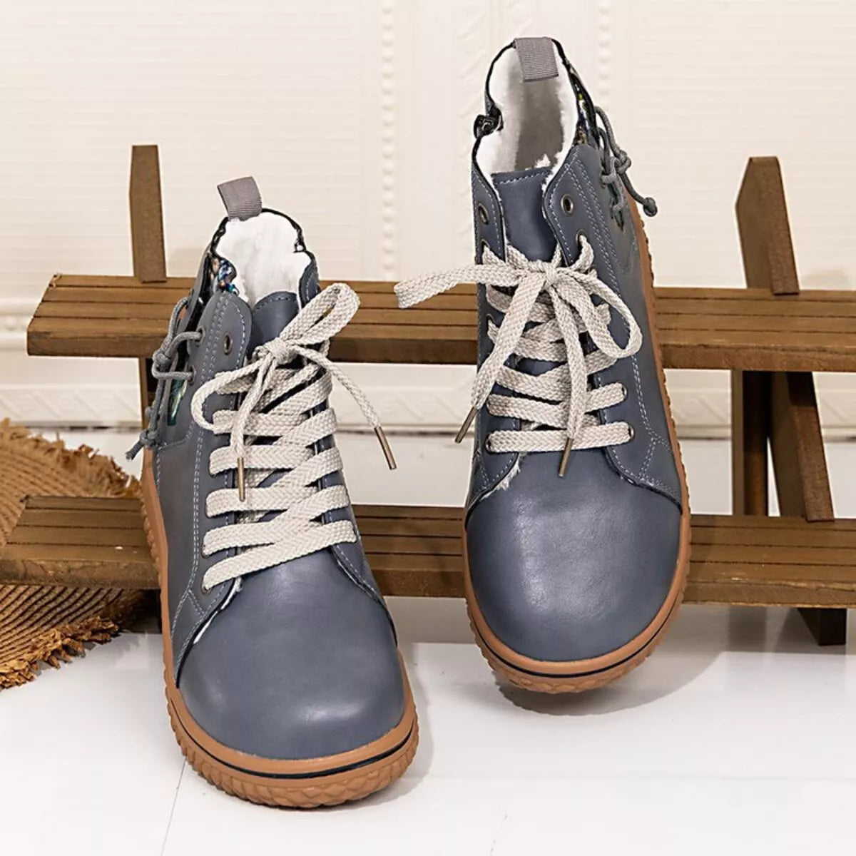 Women's round toe platform ankle boots by Trendsi, featuring a stylish design with a chunky heel and ankle height.