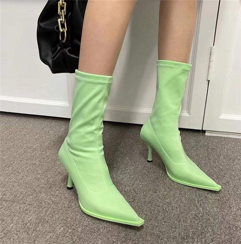 Fruit Color Pointed Toe Short Boots for WomenElevate your style with these high-quality Artificial PU boots! The pointed-toe shape adds elegance and the waterproof platform ensures everyday wear. The stiletto hBootPlush Fashions ShopPlush Fashion Shop