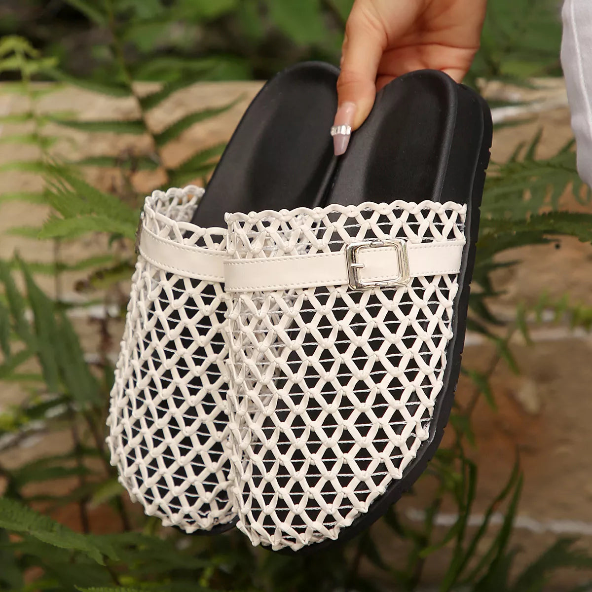 Plush Fashion Hub round toe buckle sandals featuring a stylish design with a buckle strap and open-toe style.