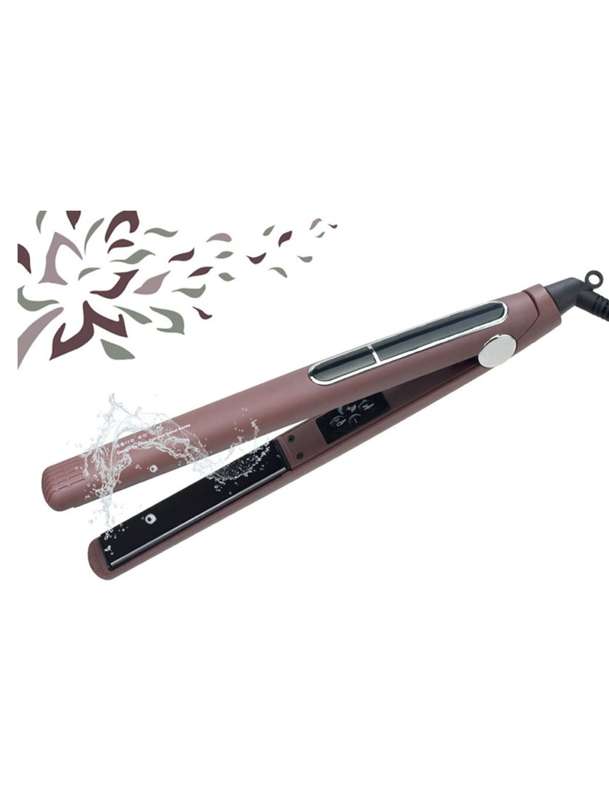 Plush Fashion Hub 2-in-1 hair straightener and curling iron with sleek black design and adjustable temperature controls.