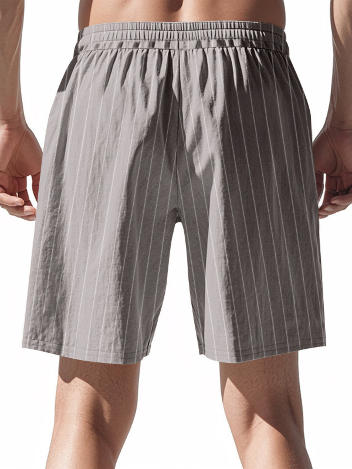 Men's full size striped casual shorts with drawstring waist by Plush Fashion Hub, comfortable plus size summer shorts.