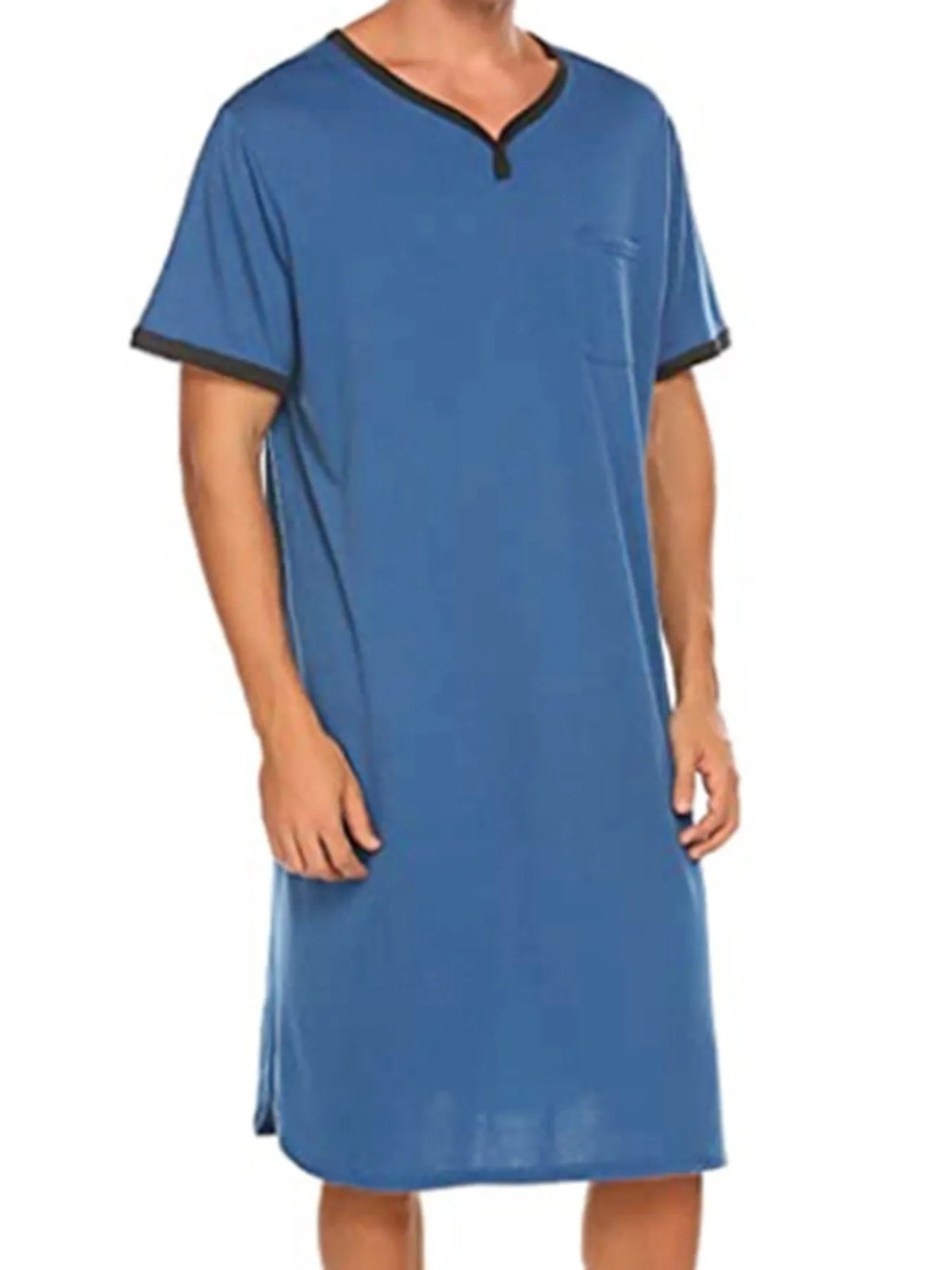 Men's plus size contrast trim short sleeve loungewear from Plush Fashion Hub, featuring a comfortable relaxed fit and stylish design.