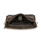 Pi-Mart leather one-shoulder crossbody bag with top layer leather design, suitable for carrying a laptop and everyday essentials.