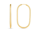 14k yellow gold large paperclip hoop earrings with endless design, stylish jewelry accessory for women.