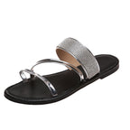 LadyShow.Store women's casual rhinestone outdoor sandals with breathable straps and stylish one-word cool design.