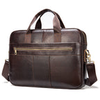 Pi-Mart leather retro casual briefcase with light finish, featuring a classic design suitable for business and everyday use.