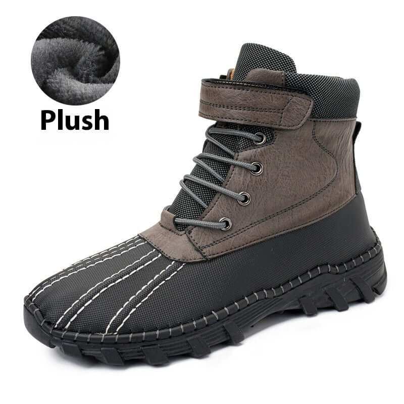 Winter Fleece Lace-up Snow Boots For Men & Women Waterproof And Anti-slip Outdoor Work Boot - Plush Fashion Shop #