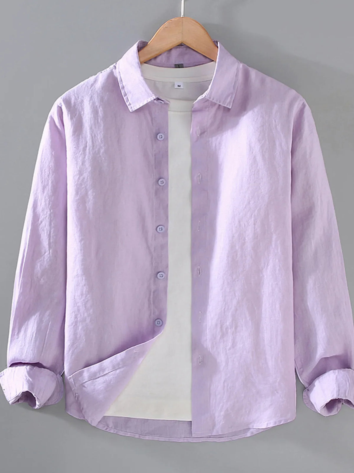 Plus size men's long sleeve button-up shirt by Plush Fashion Hub, shown in a stylish, casual fit.
