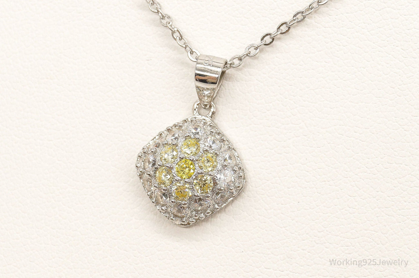 Designer Ryze Cubic Zirconia Sterling Silver Necklace Working 925 Jewelry