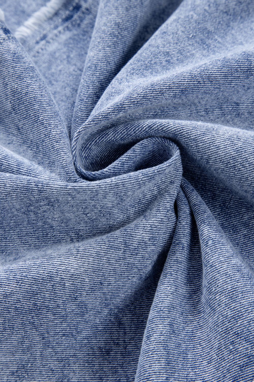 Raw hem button-down long sleeve denim dress by Plush Fashion Hub, featuring a classic fit with stylish detailing.