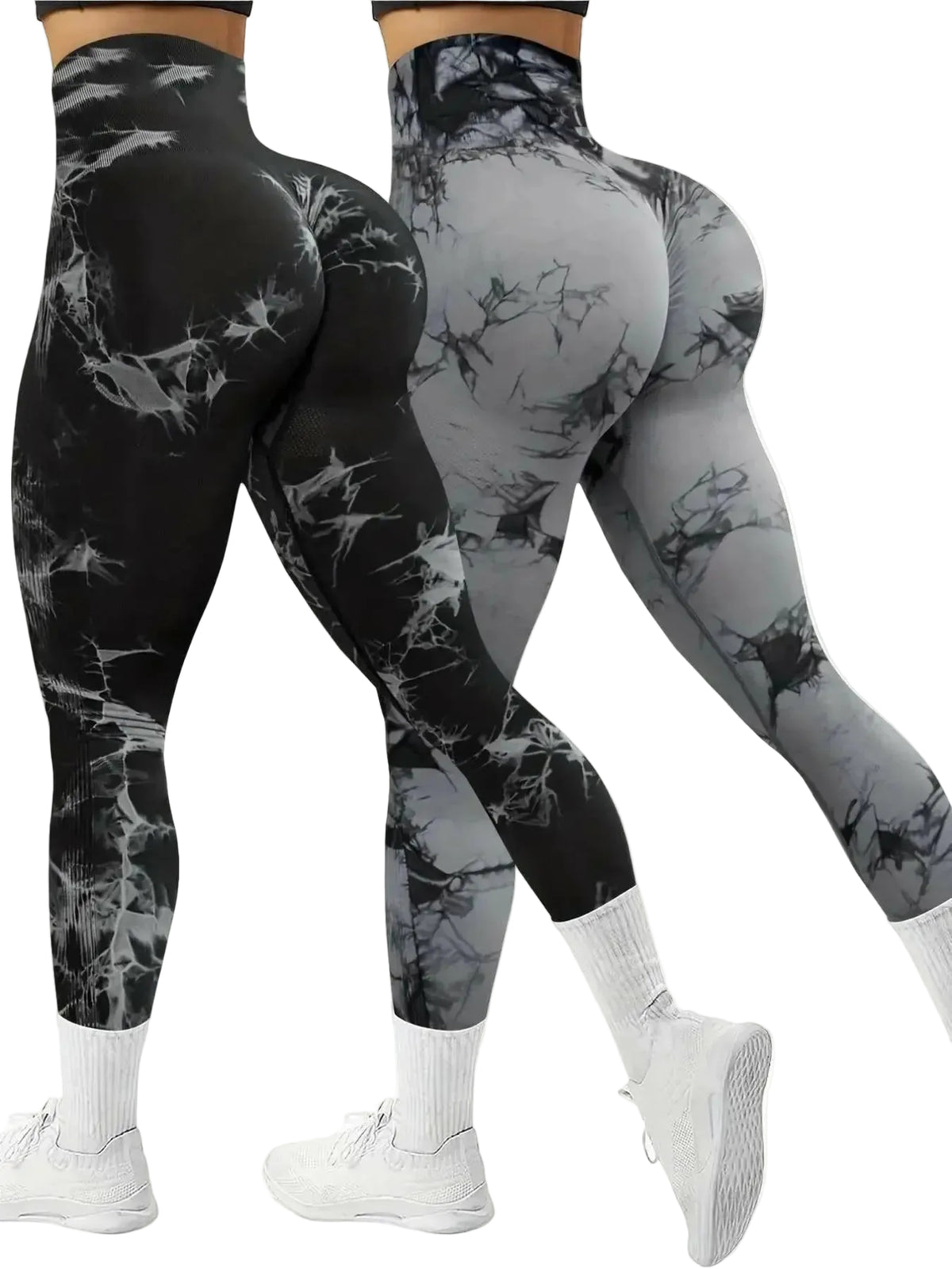 Women's Seamless Tie-Dye High-Waist Yoga Leggings 2-Pack