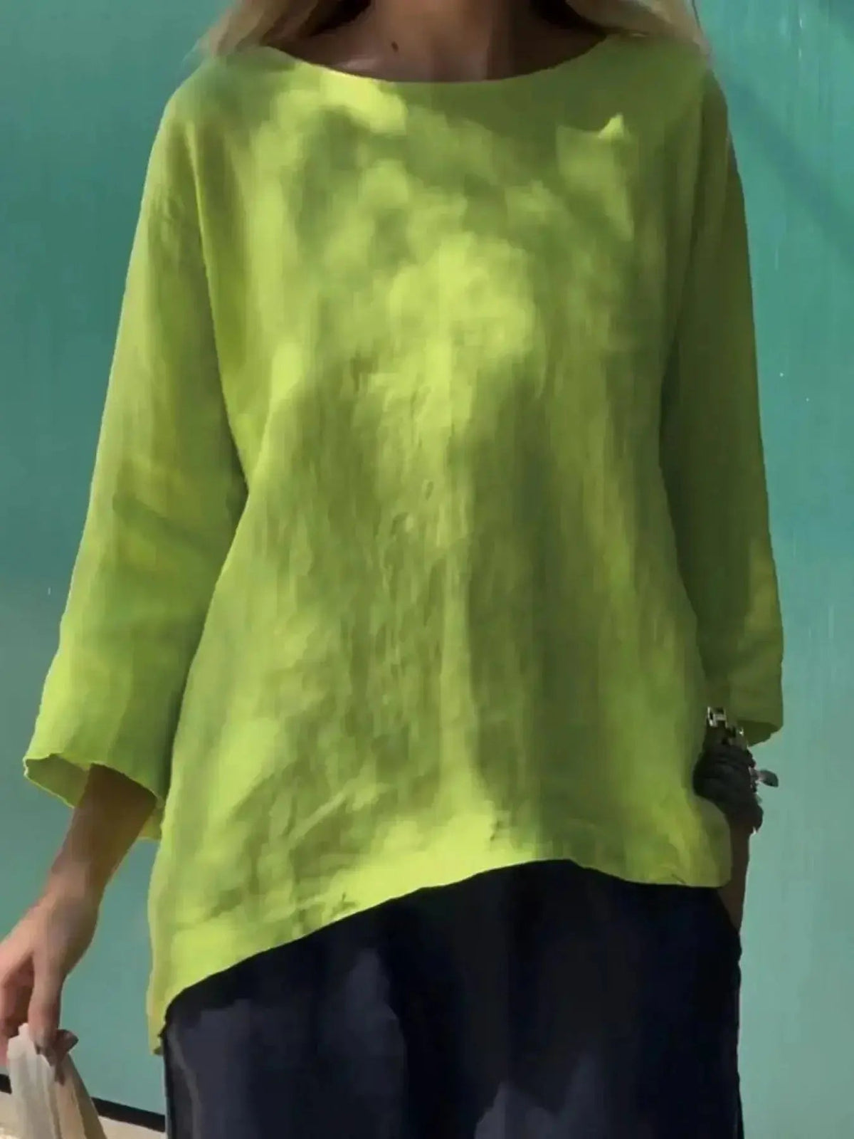 Women's Soft Stretch Relaxed Fit Round Neck Casual Shirt