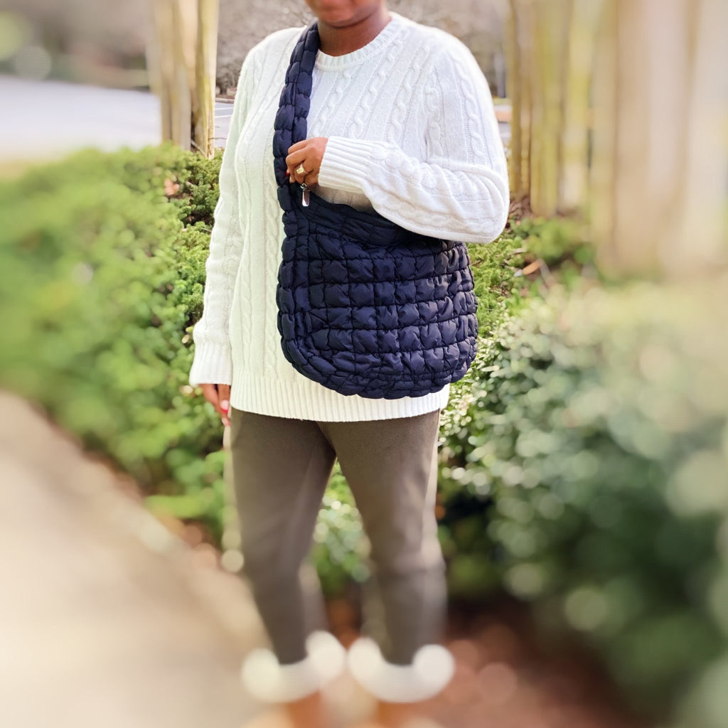 LadyShow.Store quilted cross body bag with adjustable strap and multiple compartments, perfect for everyday use.