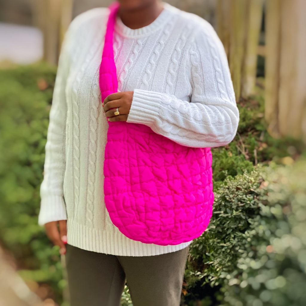 LadyShow.Store quilted Carry All cross body bag with adjustable strap and spacious interior, perfect for everyday use.