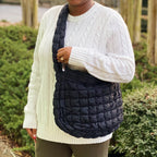 LadyShow.Store quilted carry-all cross body bag with adjustable strap and multiple compartments, perfect for everyday use.