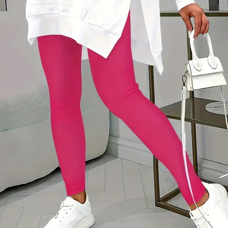 FitiqueFit casual 2-piece set with solid color leggings and letter print hooded sweatshirt, perfect for comfortable everyday wear.