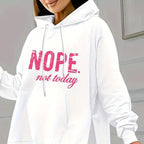 FitiqueFit casual 2-piece set with solid color leggings and letter print hooded sweatshirt, perfect for comfortable everyday wear.