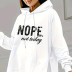 FitiqueFit casual 2-piece set with solid color leggings and letter print hooded sweatshirt, comfortable loungewear ensemble.