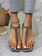 Women's casual ankle strap flat sandals with toe post design, comfortable summer shoes by Trendsi.