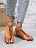 Women's casual ankle strap flat sandals with toe post design, trendy summer shoes by Trendsi, comfortable for everyday wear.