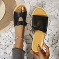 Women's open-toe faux leather flats with cutout details, casual summer sandals from Trendsi.