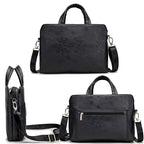 Pi-Mart handheld leather briefcase with one shoulder strap and business notebook compartment, stylish and professional for work.