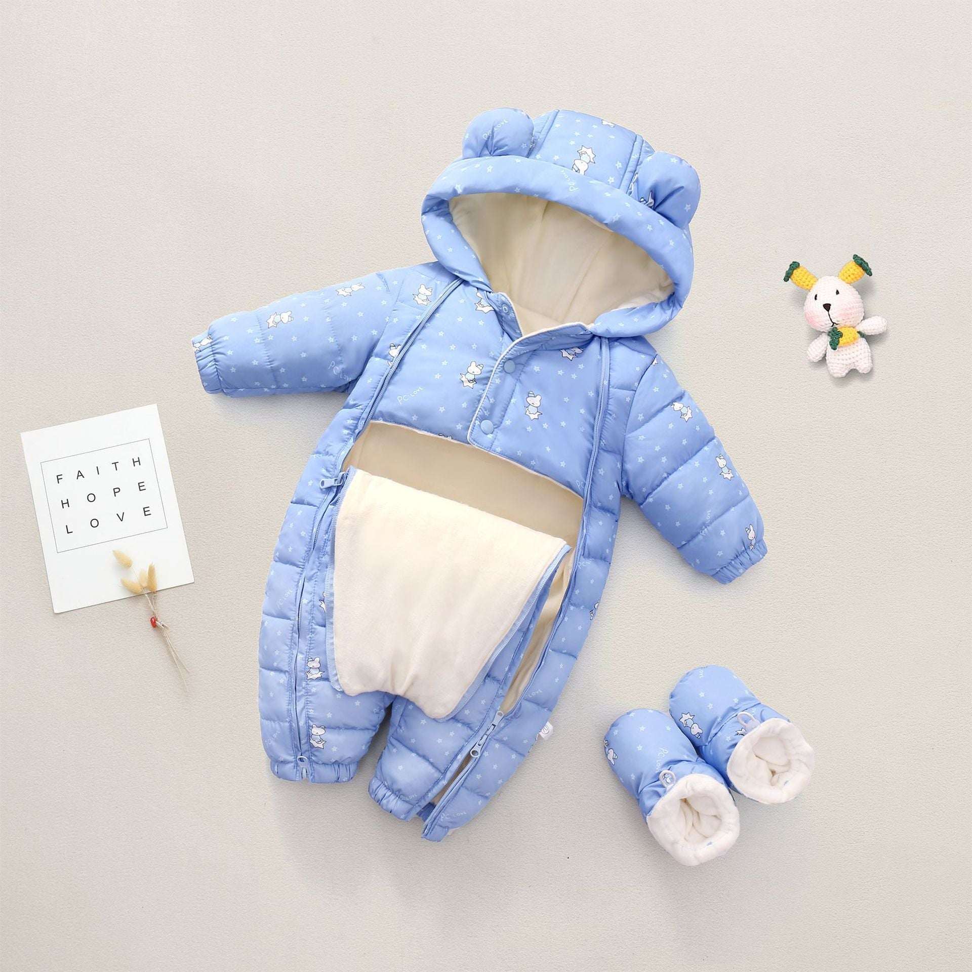 Boys' And Girls' Padded And Thickened Thermal Onesie - Plush Fashion Shop #