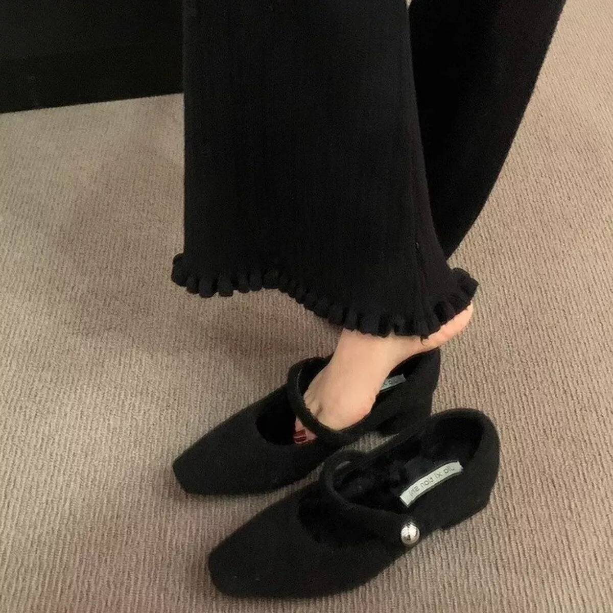 Elegant Block Heel Loafers shoes by Trendsi featuring a classic design with a sleek block heel and polished finish.